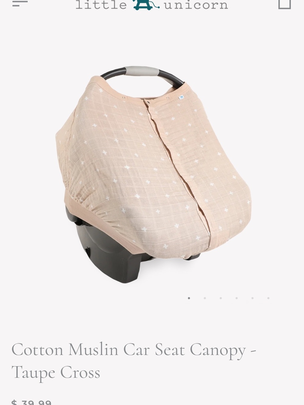 Breathable Cotton Muslin Car Seat Canopy - Taupe